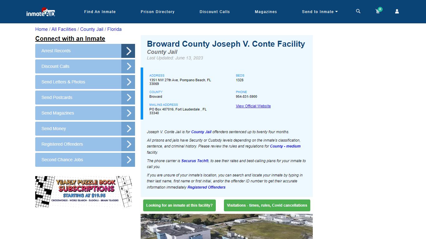 Broward County Joseph V. Conte Facility - Inmate Locator - Pompano ...