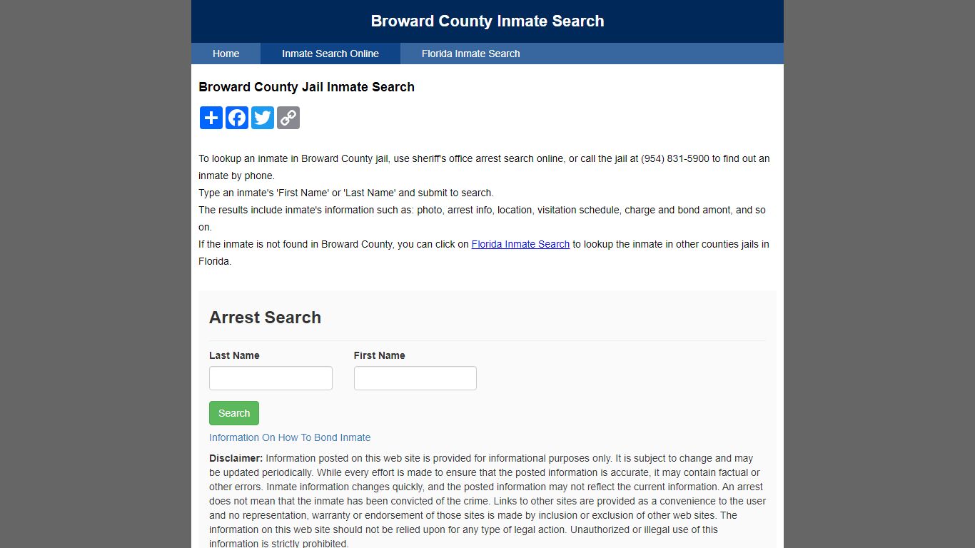 Broward County Jail Inmate Search